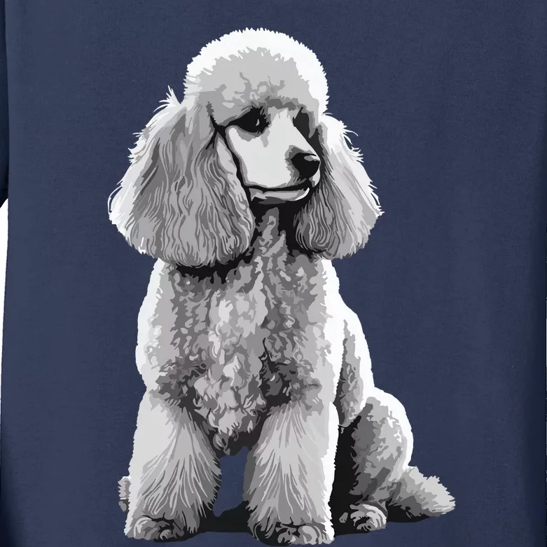 Funny Poodle Dog Miniature Poodle Toy Poodle Kids Long Sleeve Shirt