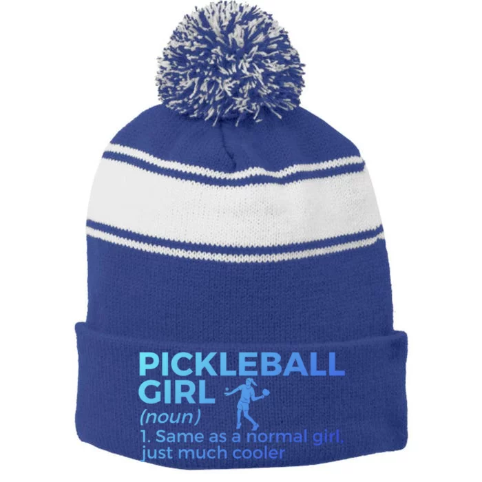 Funny Pickleball Definition Funny Gift Stripe Pom Pom Beanie