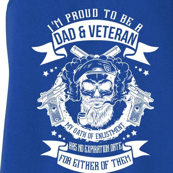 Funny Proud Dad And Veteran Hubby Gift From Family Gift Women's Racerback Tank