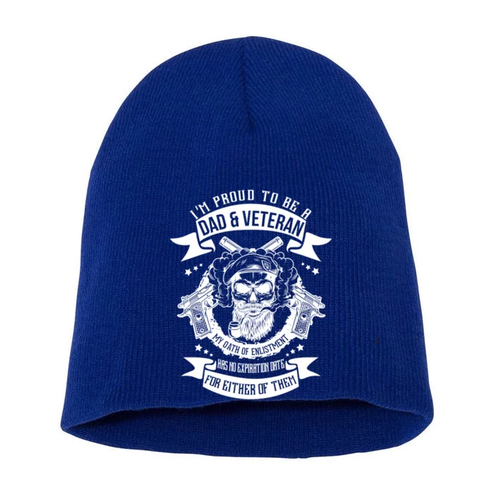 Funny Proud Dad And Veteran Hubby Gift From Family Gift Short Acrylic Beanie