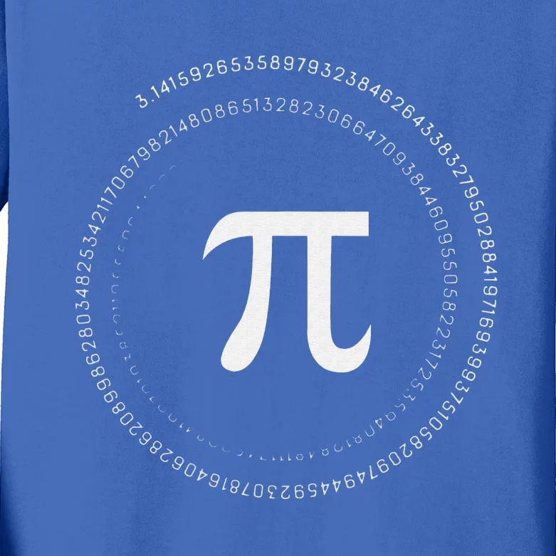 Funny Pi Day 3.14 Spiral Pi Math Tee For Pi Day Kids Long Sleeve Shirt