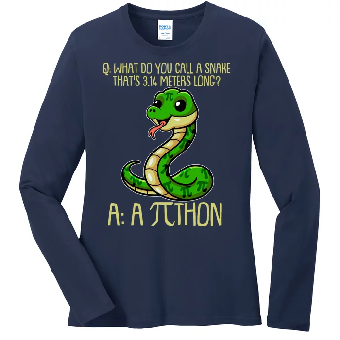 Funny Pi Day 314 PiThon Python Snake Joke Ladies Long Sleeve Shirt