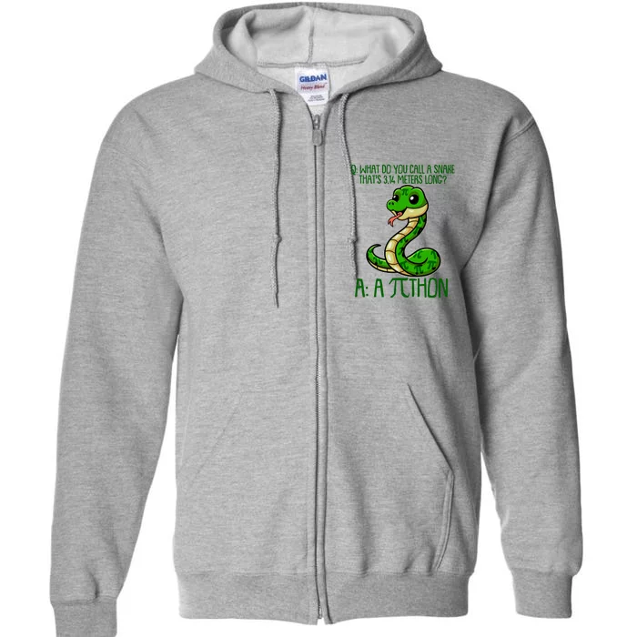 Funny Pi Day 314 PiThon Python Snake Joke Full Zip Hoodie