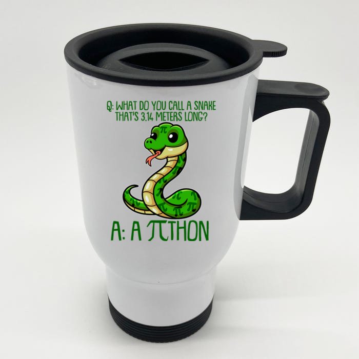 Funny Pi Day 314 PiThon Python Snake Joke Front & Back Stainless Steel Travel Mug