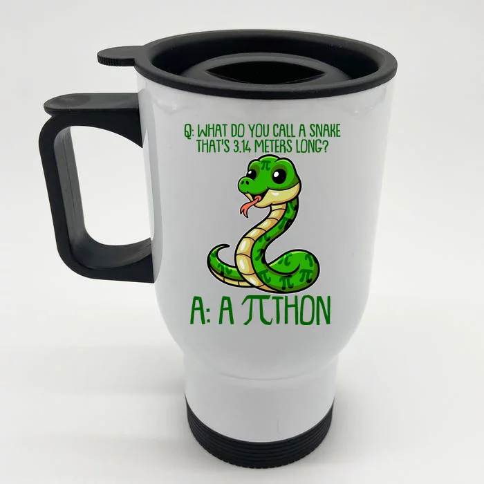 Funny Pi Day 314 PiThon Python Snake Joke Front & Back Stainless Steel Travel Mug