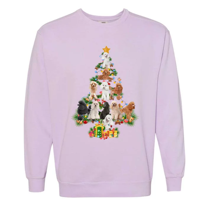 Funny Poodles Dog Merry Christmas Tree Poodles Lover Xmas Gift Garment-Dyed Sweatshirt