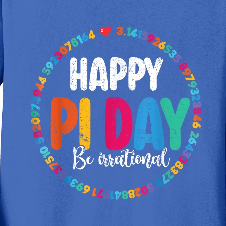 Funny Pi Day Be Irrational Spiral Pi Math For Pi Day 3.14 Kids Long Sleeve Shirt