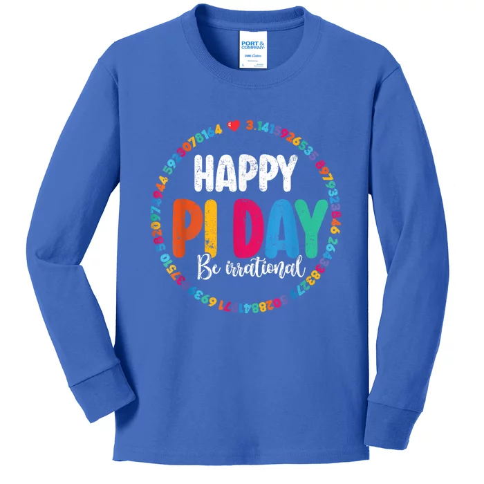 Funny Pi Day Be Irrational Spiral Pi Math For Pi Day 3.14 Kids Long Sleeve Shirt