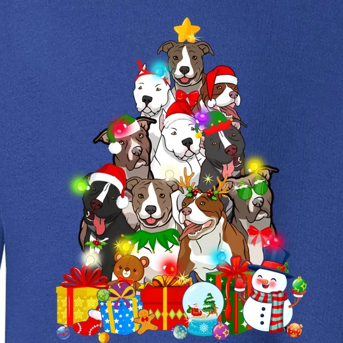 Funny Pitbull Dog Christmas Tree Lights Puppy Dog Lover Cute Gift Toddler Sweatshirt