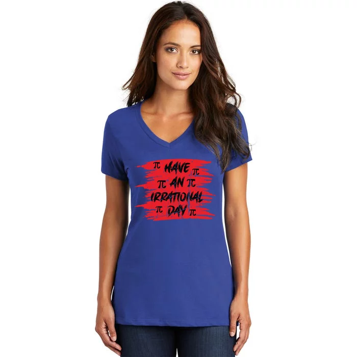 Funny Pi Day 3 14 March 14th Math Teacher Pi Irrational Day Gift Women's V-Neck T-Shirt