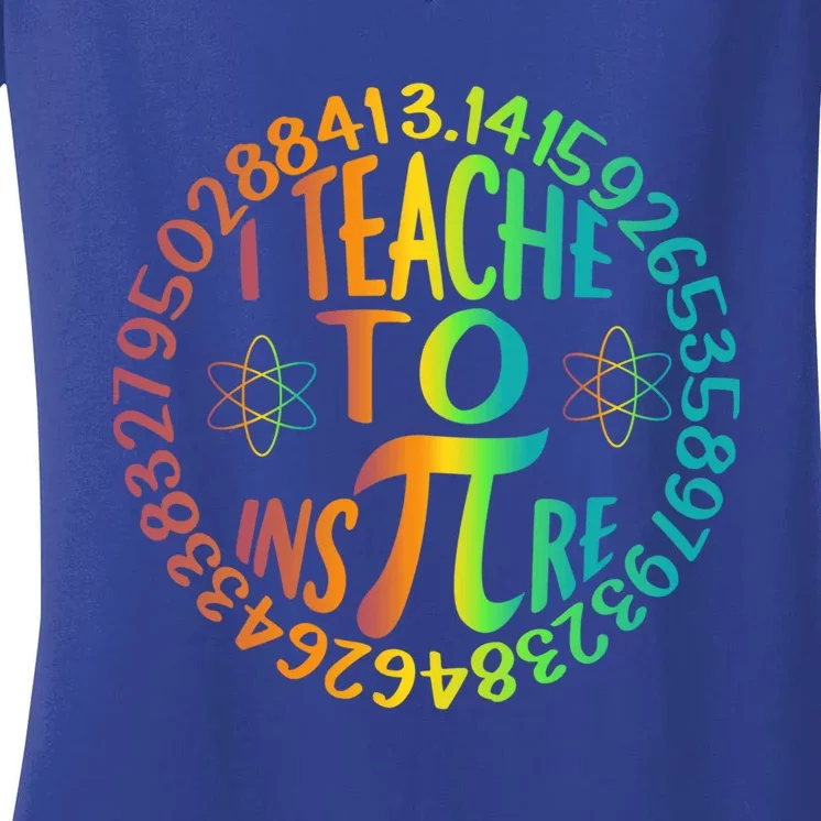 Funny Pi Day I Teach To Inspire 3 14 Math Teacher Gift Women's V-Neck T-Shirt