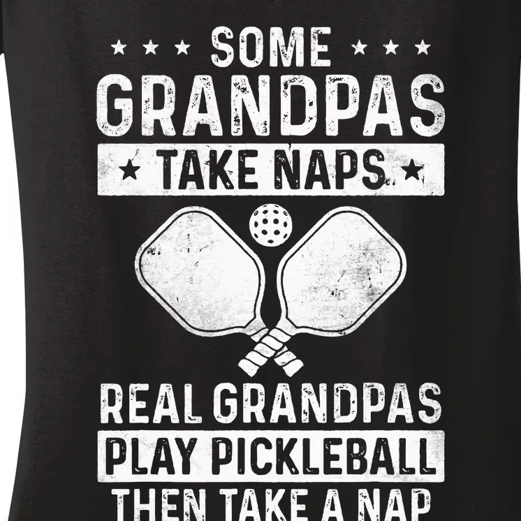 Funny Pickleball Design For Grandpa Pickleball Player Women's V-Neck T-Shirt