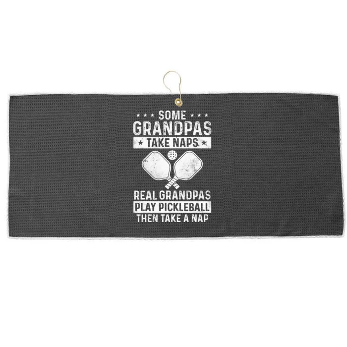 Funny Pickleball Design For Men Grandpa Pickleball Player Large Microfiber Waffle Golf Towel