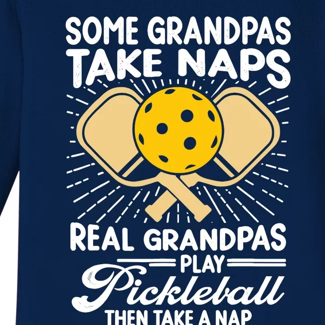 Funny Pickleball Design For Grandpa Pickleball Player Baby Long Sleeve Bodysuit