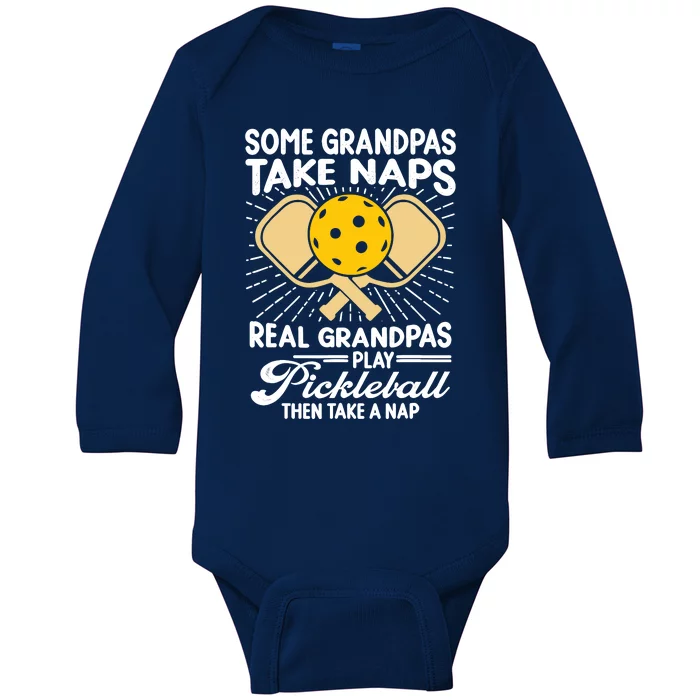 Funny Pickleball Design For Grandpa Pickleball Player Baby Long Sleeve Bodysuit