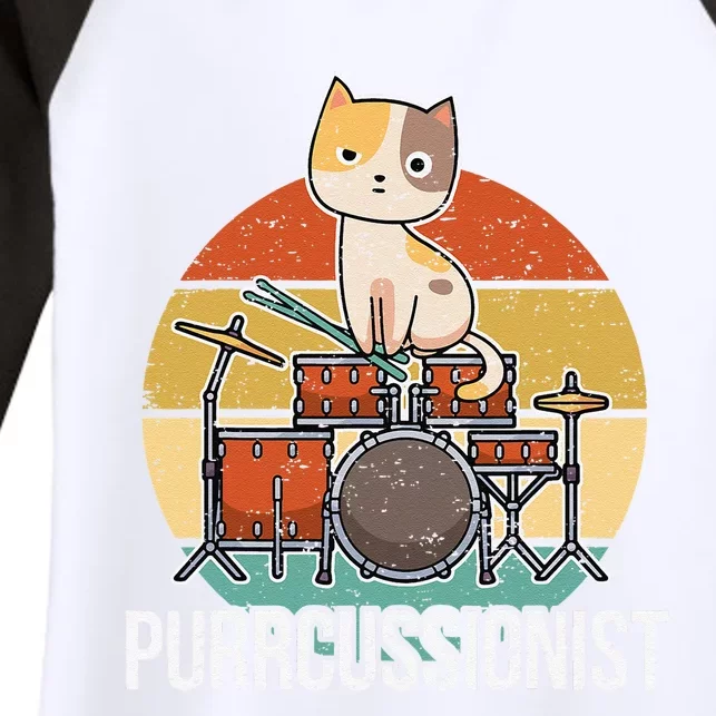 Funny Percussion Drummer Drumming Drums Saying I Kitten Cat Women's Tri-Blend 3/4-Sleeve Raglan Shirt