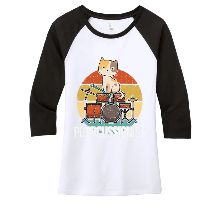 Funny Percussion Drummer Drumming Drums Saying I Kitten Cat Women's Tri-Blend 3/4-Sleeve Raglan Shirt