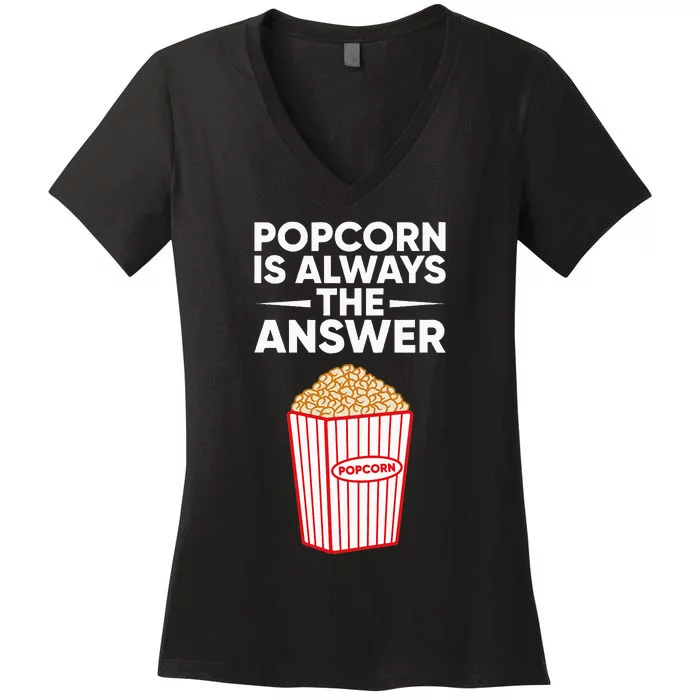 Funny Popcorn Design For Corn Popcorn Maker Women's V-Neck T-Shirt