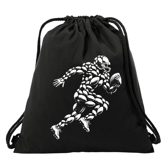 Football Player Design With Football Balls Drawstring Bag