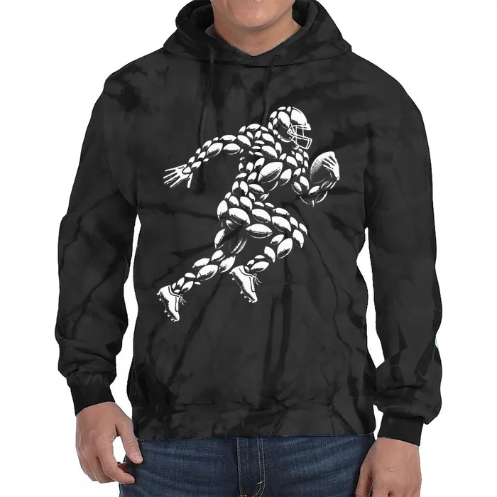 Football Player Design With Football Balls Tie Dye Hoodie