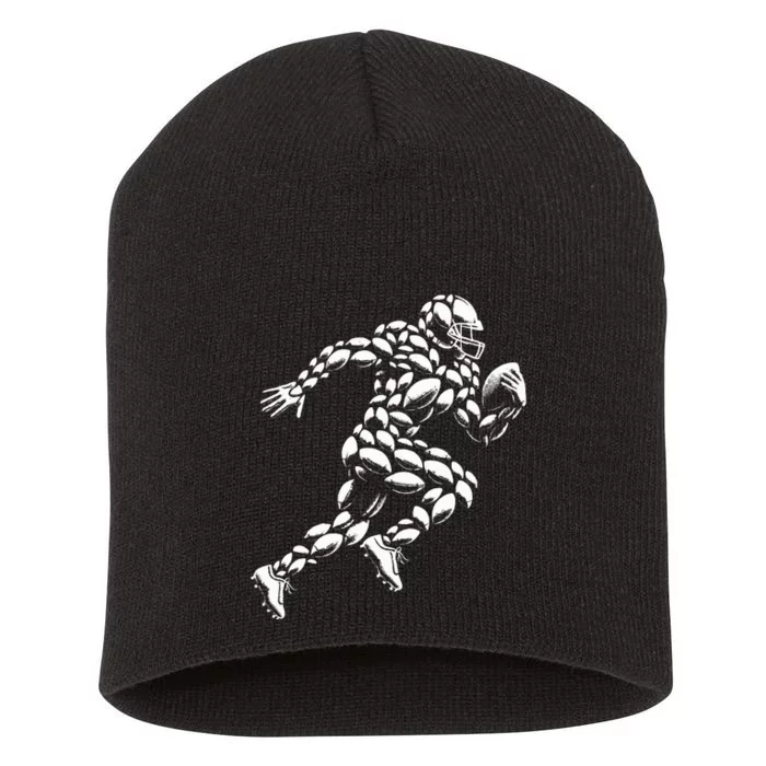 Football Player Design With Football Balls Short Acrylic Beanie