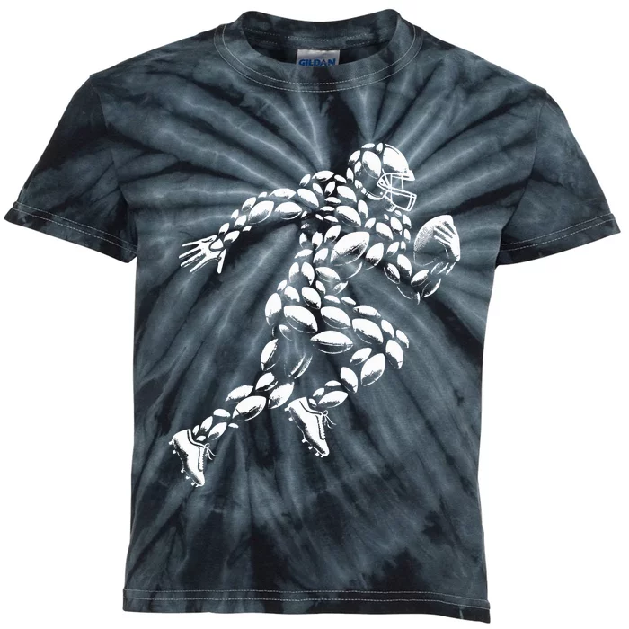 Football Player Design With Football Balls Kids Tie-Dye T-Shirt