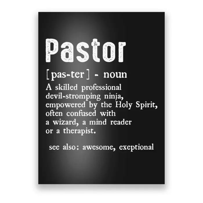 Funny Pastor Definition Gift Christian Preachers Poster