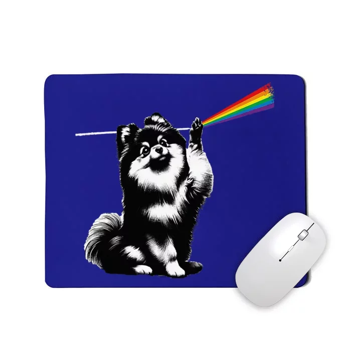 Funny Pomeranian Dog Rock Music Rainbow Fun Dark Side Moon Mousepad