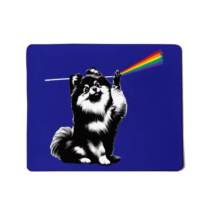 Funny Pomeranian Dog Rock Music Rainbow Fun Dark Side Moon Mousepad