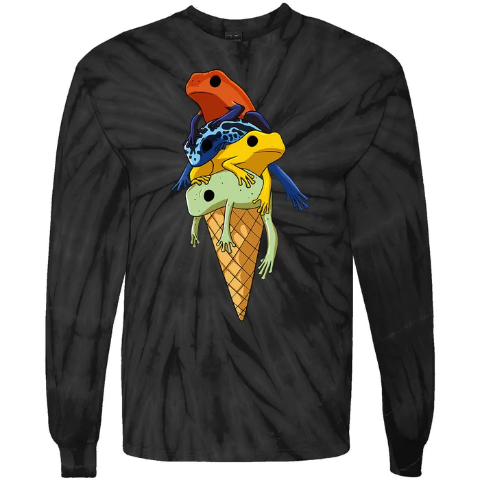 Funny Poison Dart Frogs Ice Cream Tie-Dye Long Sleeve Shirt