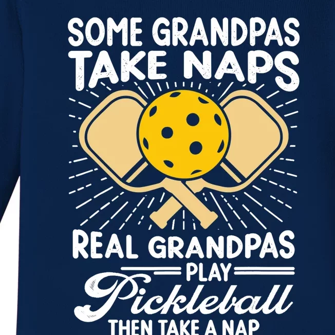 Funny Pickleball Design For Grandpa Pickleball Player Baby Long Sleeve Bodysuit