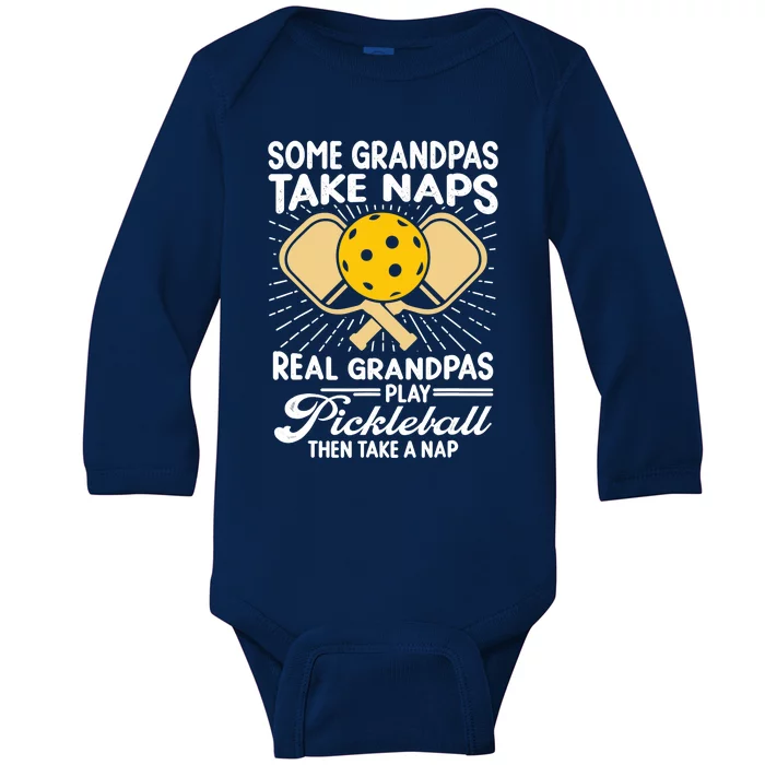 Funny Pickleball Design For Grandpa Pickleball Player Baby Long Sleeve Bodysuit