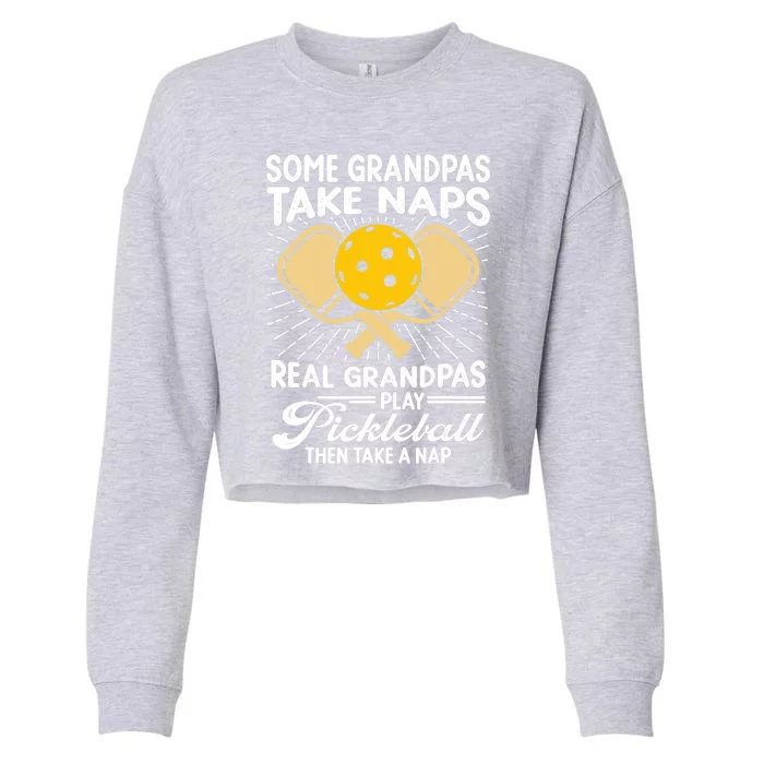 Funny Pickleball Design For Grandpa Pickleball Player Cropped Pullover Crew