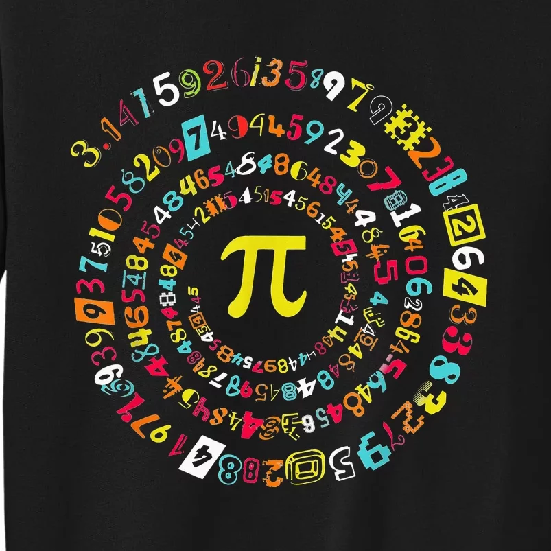 Funny Pi Day Spiral Pi Math Tee For Pi Day 3 14 Tall Sweatshirt