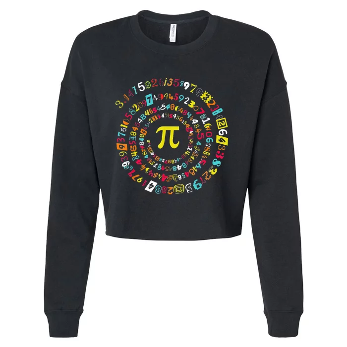 Funny Pi Day Spiral Pi Math Tee For Pi Day 3 14 Cropped Pullover Crew