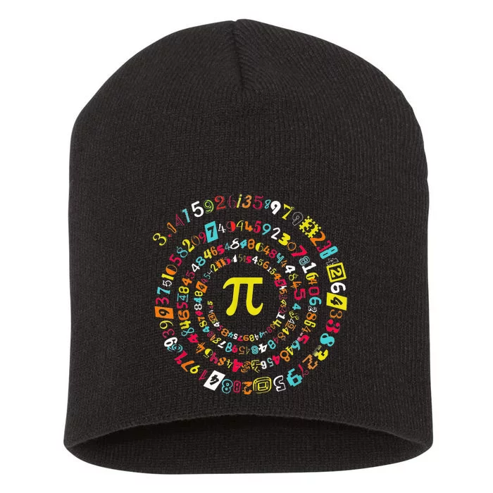 Funny Pi Day Spiral Pi Math Tee For Pi Day 3 14 Short Acrylic Beanie