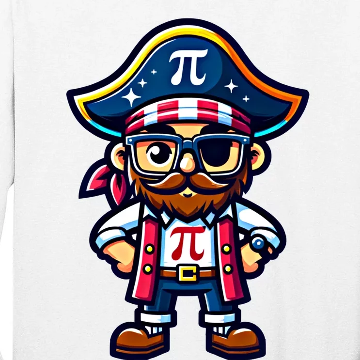 Funny Pi Day 3 14 Pirate Math Stem Great Gift Tall Long Sleeve T-Shirt