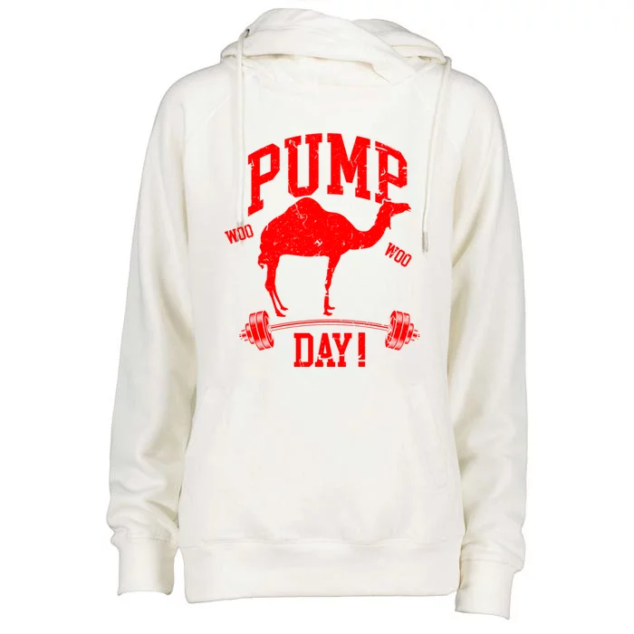 Funny Pump Day Hump Day Camel Weight Lifting Training Gym Funny Gift Womens Funnel Neck Pullover Hood