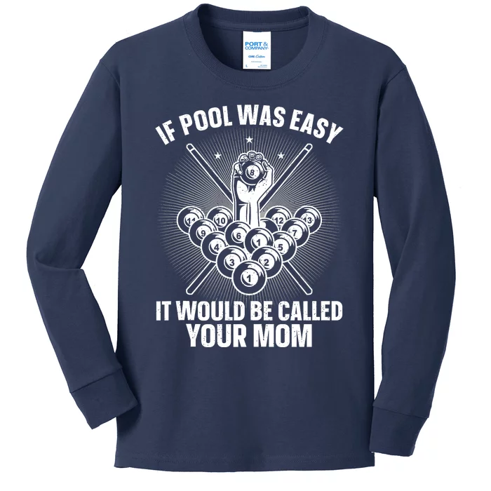 Funny Pool Design For Billiards Lover Pool Player Kids Long Sleeve Shirt