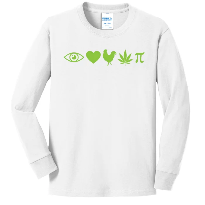 Funny Pi Day I Love Chicken Pot Pie Marijuana Math Gift Funny Gift Kids Long Sleeve Shirt