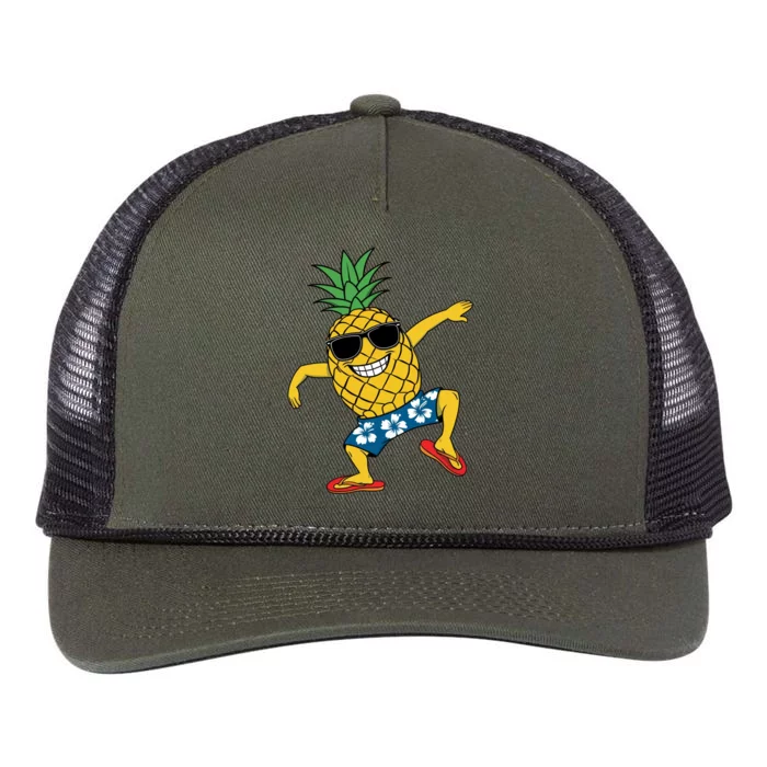 Funny Pineapple Dance Tropical And Playful Design Retro Rope Trucker Hat Cap