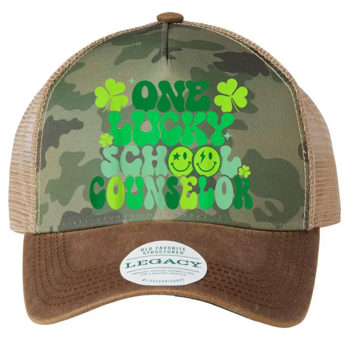 Funny Patrick's Day, Groovy Teacher One Lucky School Counselor Legacy Tie Dye Trucker Hat