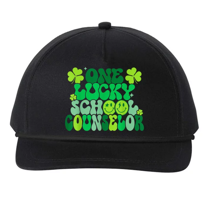 Funny Patrick's Day, Groovy Teacher One Lucky School Counselor Snapback Five-Panel Rope Hat