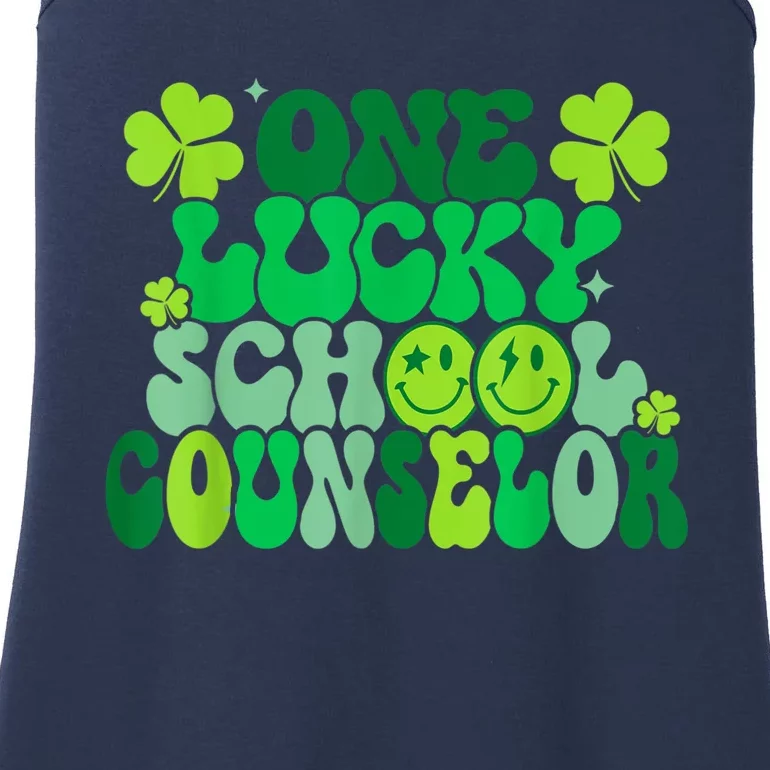 Funny Patrick's Day, Groovy Teacher One Lucky School Counselor Ladies Essential Tank