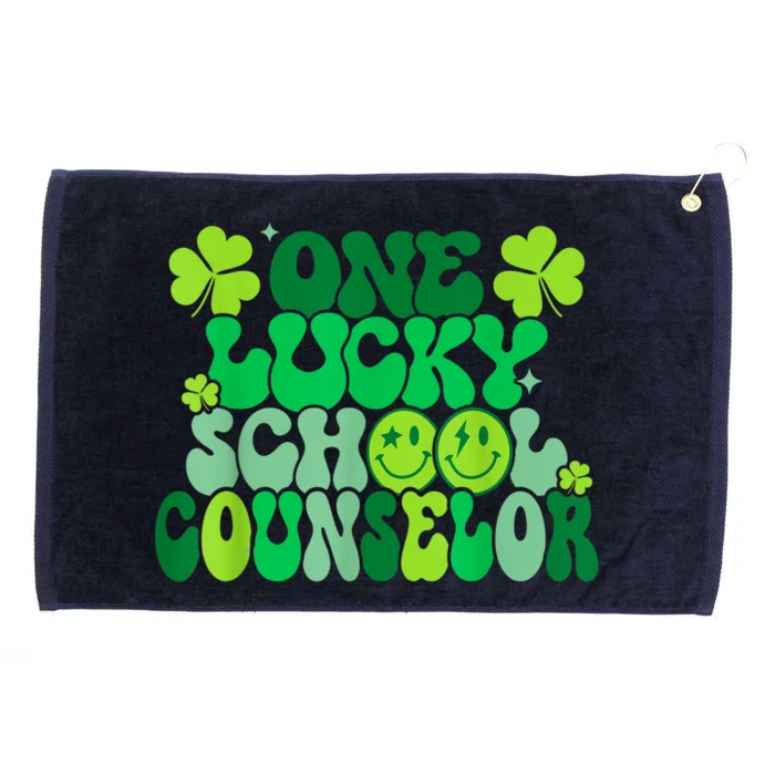 Funny Patrick's Day, Groovy Teacher One Lucky School Counselor Grommeted Golf Towel