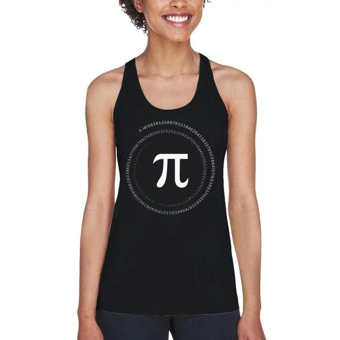 Funny Pi Day 3.14 Spiral Pi Math Tee For Pi Day Women's Racerback Tank