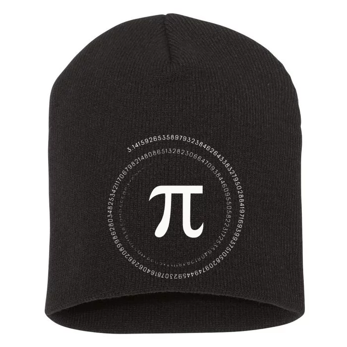 Funny Pi Day 3.14 Spiral Pi Math Tee For Pi Day Short Acrylic Beanie