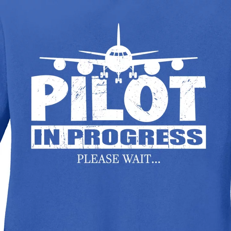 Funny Pilot Design Copilot Flight Pilot In Progress Future Funny Gift Ladies Long Sleeve Shirt