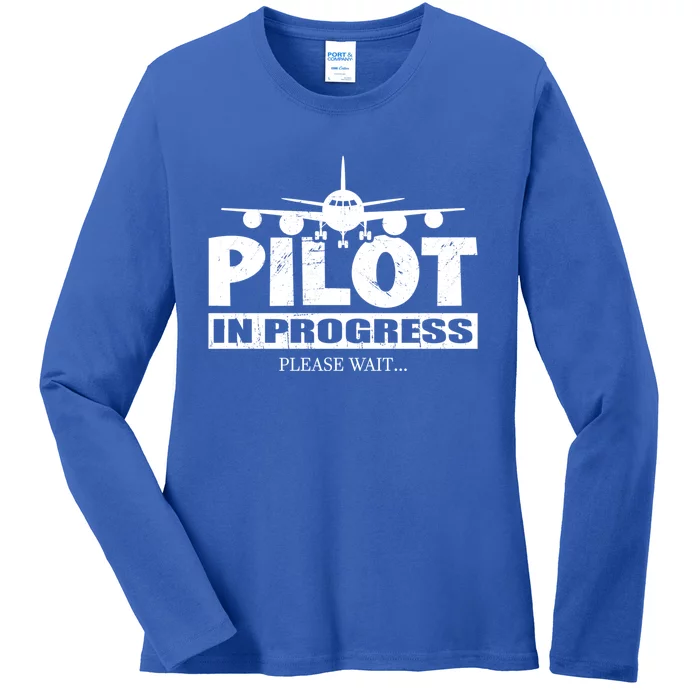 Funny Pilot Design Copilot Flight Pilot In Progress Future Funny Gift Ladies Long Sleeve Shirt