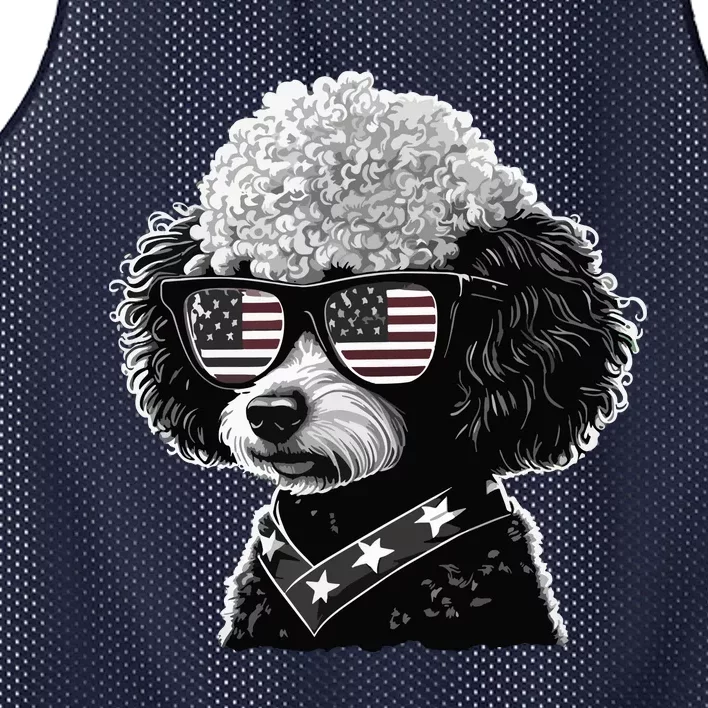 Funny Poodle Dog Miniature Poodle Toy Poodle 4th Of July USA Mesh Reversible Basketball Jersey Tank